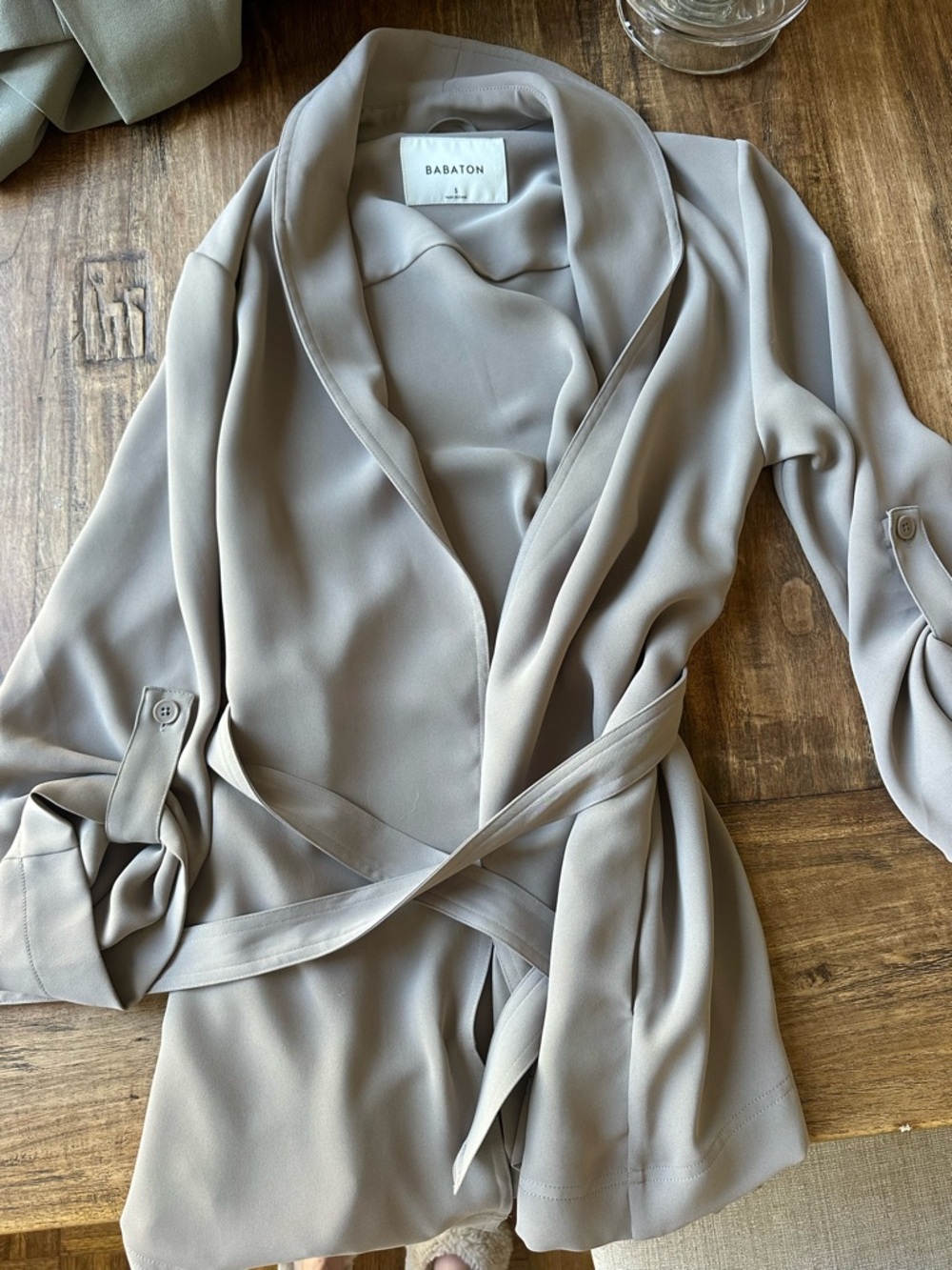 Babaton open belted blazer - gray